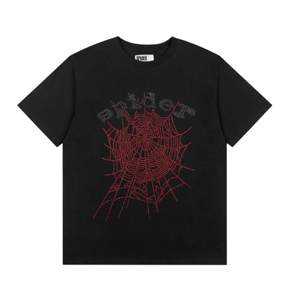 Black and Red Sp5der OG Web Shirt