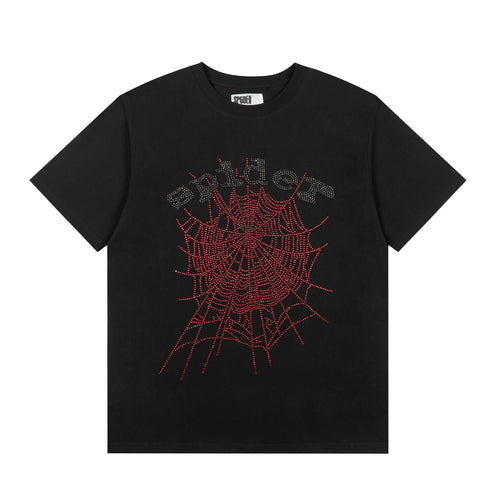 Black and Red Sp5der OG Web Shirt