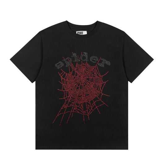 Black and Red Sp5der OG Web Shirt