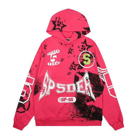 Sp5der Stencil Hoodie Pink