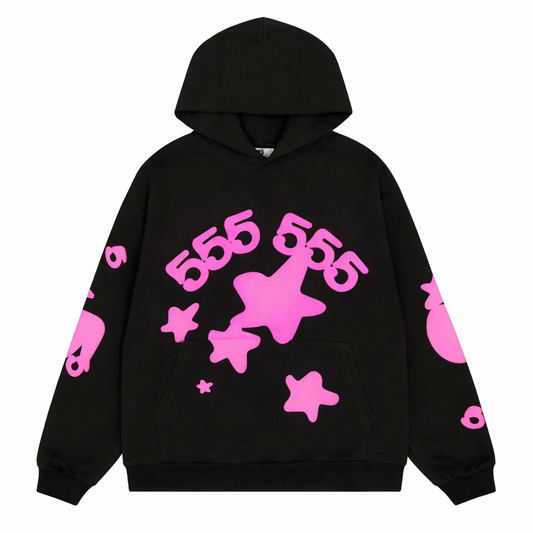 SP5DER ANGEL NUMBER BELUGA HOODIE 'BLACK'