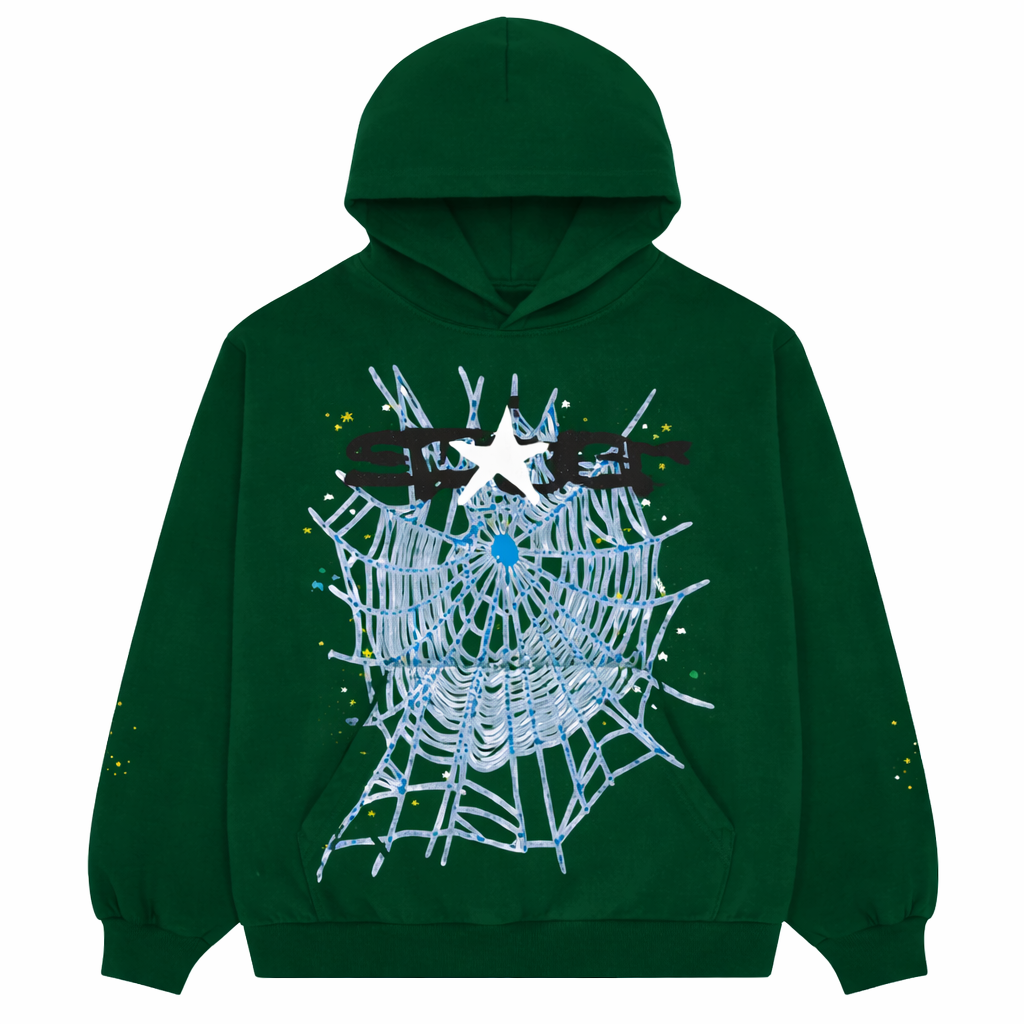Sp5der Hunter Green Web Hoodie