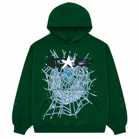 Sp5der Hunter Green Web Hoodie