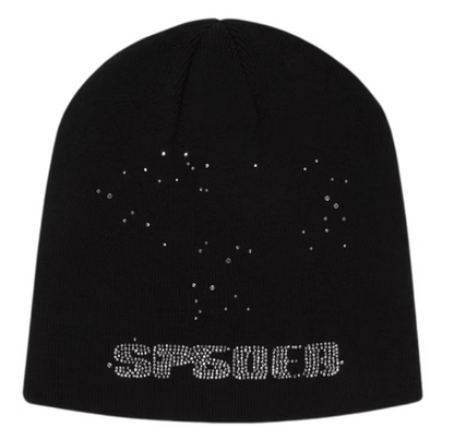 Sp5der Black Rhinestone Beanie