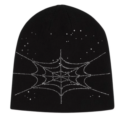 Sp5der Black Rhinestone Beanie